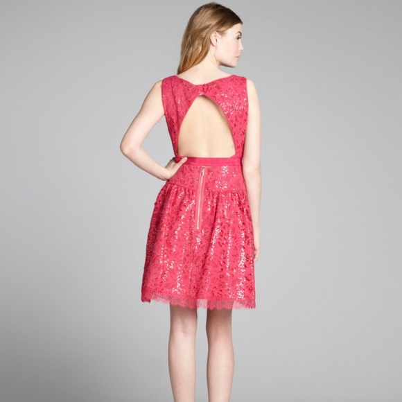 NWT BCBG KATARINA SEQUIN LACE DRES PINK 4 - Picture 1 of 8